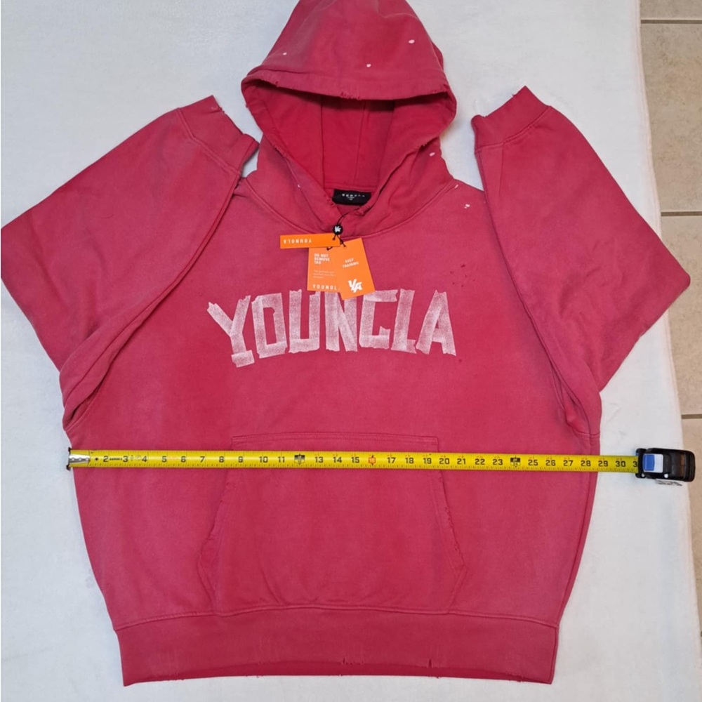 YoungLA Pink Vintage Wash Hoodie - Men's size XL - Picture 7 of 12